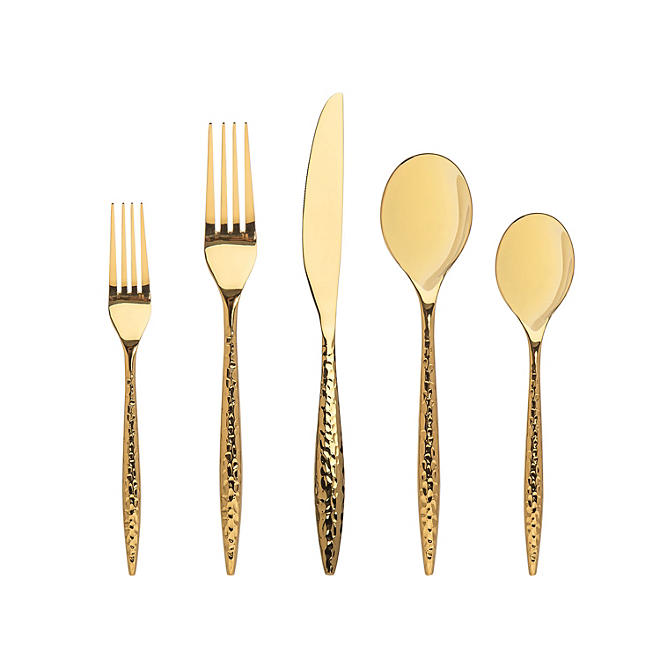 Avellino 18/10 Stainless Steel Shiny Gold Flatware 40-Piece Set, Service for 8