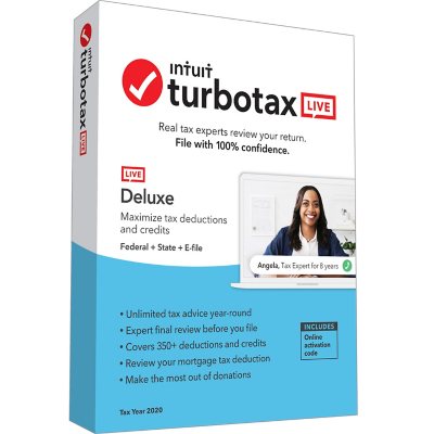 Intuit TurboTax Live Deluxe 2020 Online Tax Software, Real Tax Experts ...