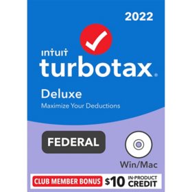 TurboTax Deluxe 2022 Federal Only + E-file (CD or Digital Download)