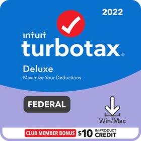 TurboTax Deluxe 2022 Federal Only + E-file Digital Download