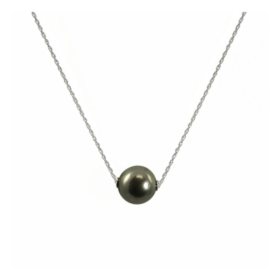 Tahitian Pearl Solitaire Necklace in 14k White Gold 