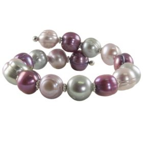 Freshwater Pearl Cuff Bracelet in Sterling Silver - Various Colors