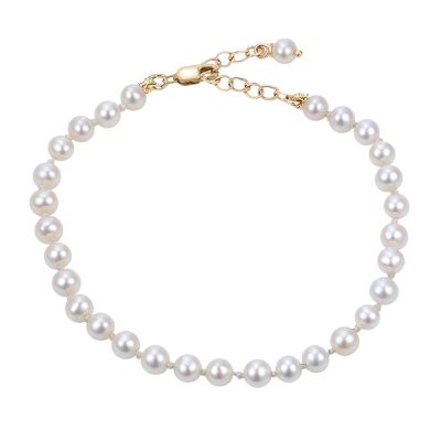 Children's 5' w/.5' Extender 4-4.5mm Cultured Freshwater Pearl Bracelet in 14K Gold