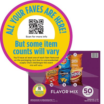 Frito Lay Flavor Mix Chips And Snacks Variety Pack 50 Pk Sam S Club