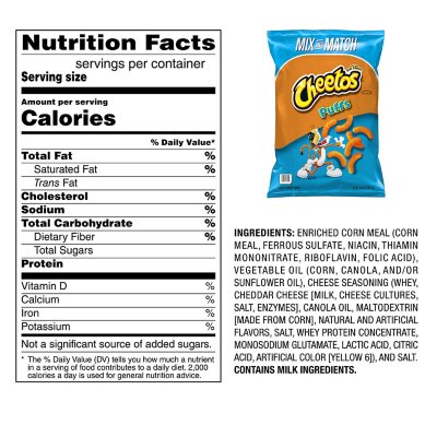 hot cheetos puffs nutrition facts