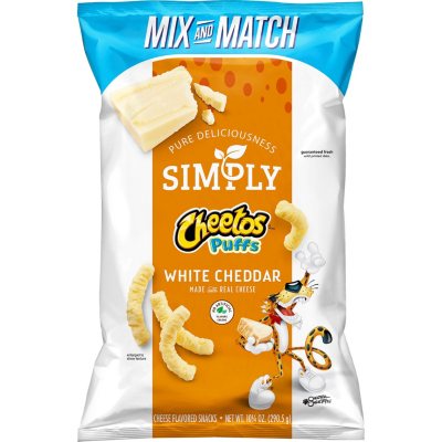 Simply Cheetos PUFFS White Cheddar Flavored Cheese Snacks 8 Oz (Pack of 3)