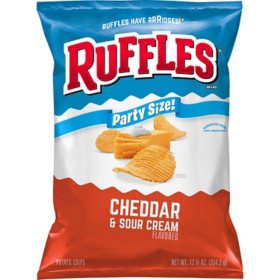 Ruffles Cheddar and Sour Cream Flavored Potato Chips, Party Size (12.5 oz.)