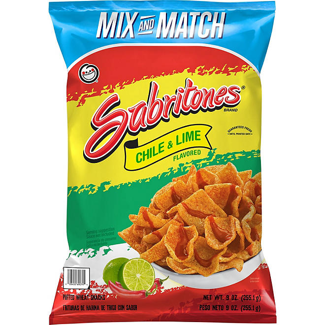 Sabritones Chile & Lime Flavored Puffed Wheat Snacks 9 oz.