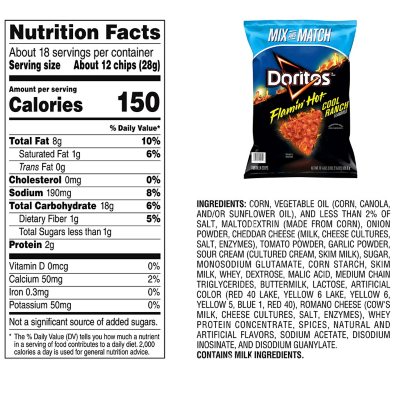 Doritos Tortilla Chips Flamin' Hot Cool Ranch (18.375 oz.) - Sam's Club