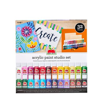 Apple Barrel 12 Pack Matte Finish Multi Color Acrylic Paint Value Set New