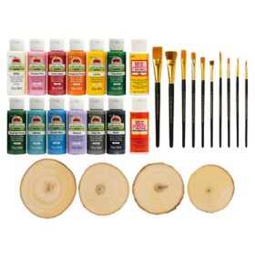Apple Barrel Wood Round Multi-Surface Acrylic Craft Paint Kit, 28 Piece		