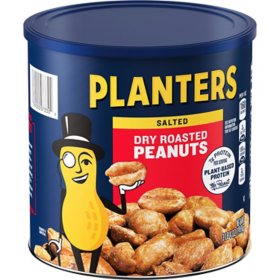 Planters Salted Dry Roasted Peanuts Canister, 52 oz.