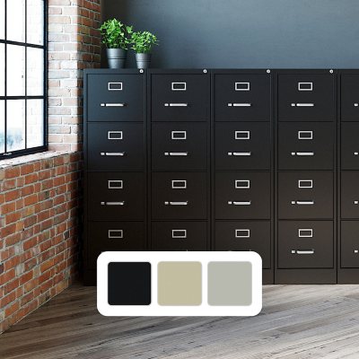 Hirsh 22' Deep 2 Drawer Letter Width Vertical File Cabinet, Black, 4-Drawer:- 4-Drawer, Black