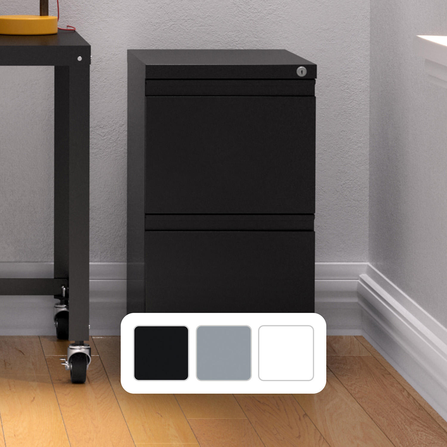 Hirsh 20' Deep Mobile Pedestal File Cabinet, Black