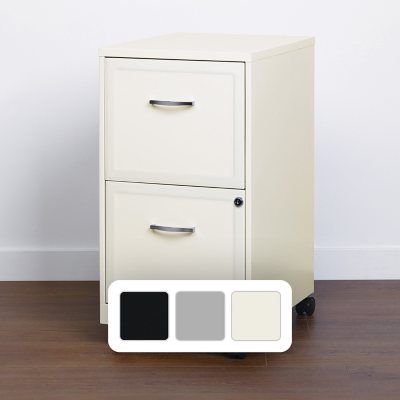 Hirsh 18' Deep 2 Drawer Mobile Letter Width Vertical File Cabinet, Pearl White