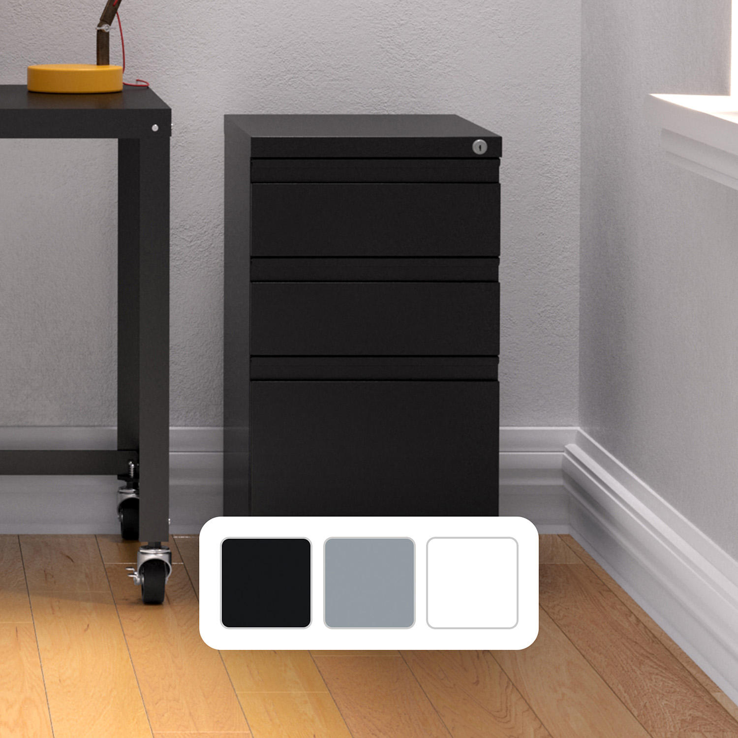 Hirsh 20' Deep Mobile Pedestal File Cabinet, White