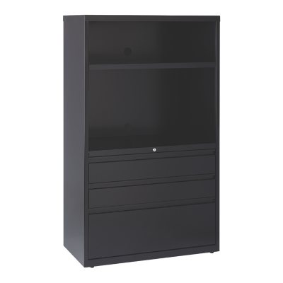 Hirsh 36' Wide 3 Drawer Lateral Combo File Cabinet, Black