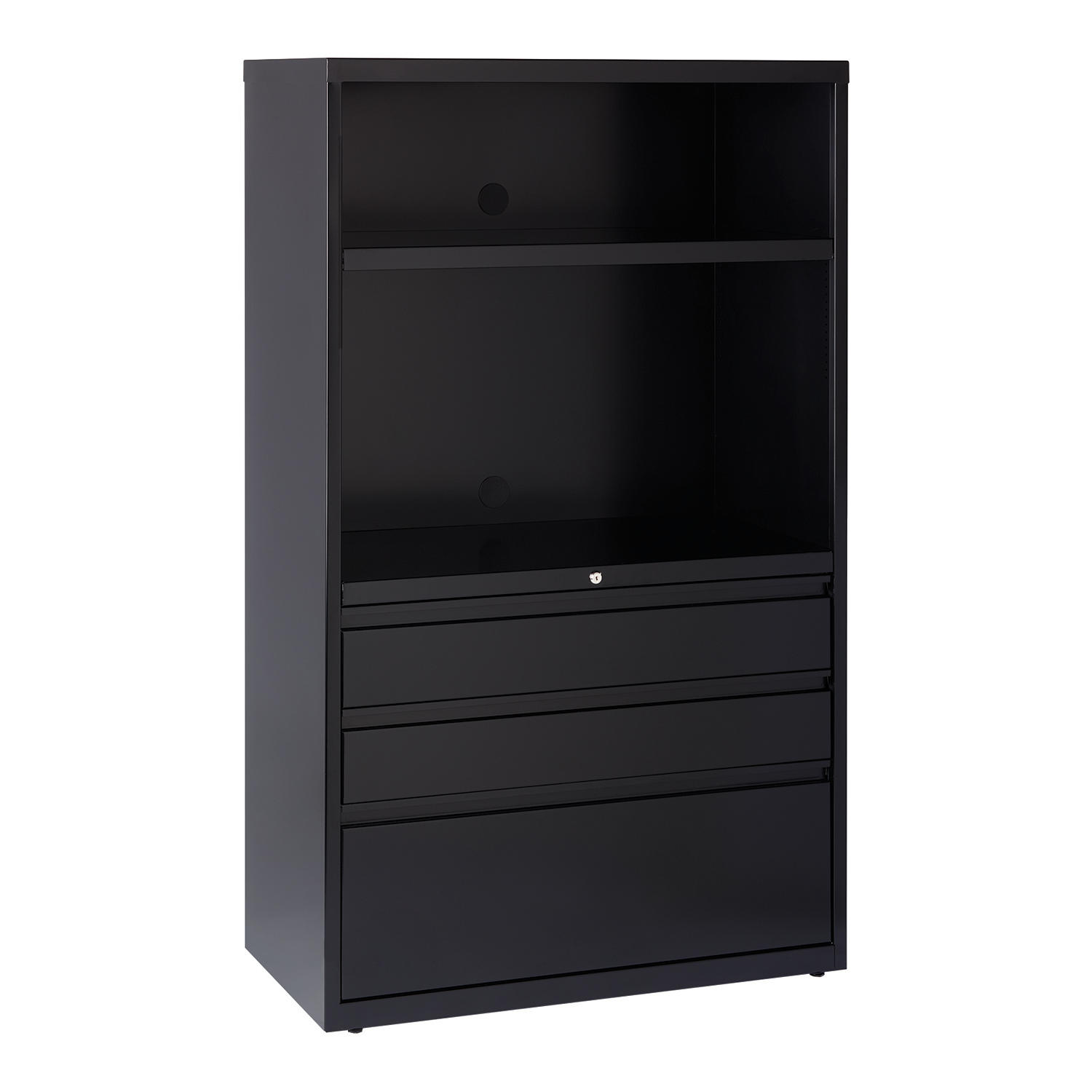 Hirsh 36' Wide 3 Drawer Lateral Combo File Cabinet, Black
