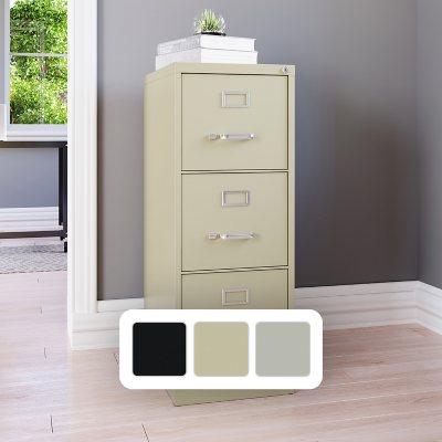 Hirsh 22' Deep 2 Drawer Letter Width Vertical File Cabinet, Putty, 3-Drawer:- 3-Drawer, Putty