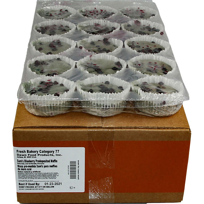 Blueberry Muffin Pre-topped, Bulk Wholesale Case, 60 ct.
