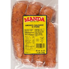 Manda Smoked Sausage made with Pork 4 lb.