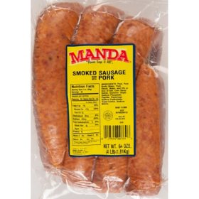 Manda Smoked Sausage made with Pork (4 lb.)