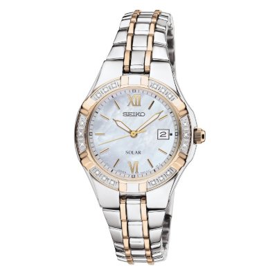 Seiko women's stainless hot sale steel solar watch