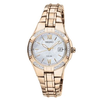 Seiko Ladies Solar Powered Gold Tone Diamond Watch Sam s Club