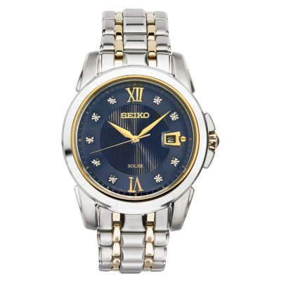 Seiko Men s Solar Two Tone Blue Dial Diamond Watch Sam s Club