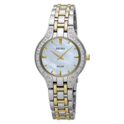 Seiko Women s Two Tone Solar Diamond Stainless Steel Watch Sam s