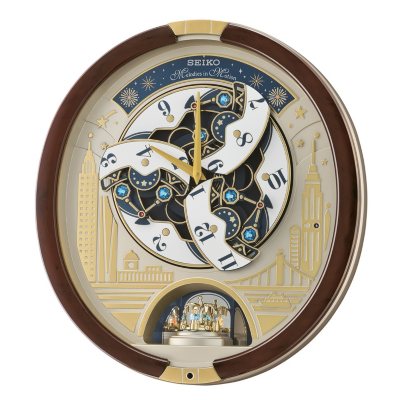 Seiko Castle Night Melodies In Motion, Traditional, Round, Quartz,  Multi-Color Musical Clock, Analog, QXM378BRH 