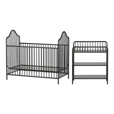 black crib and changing table