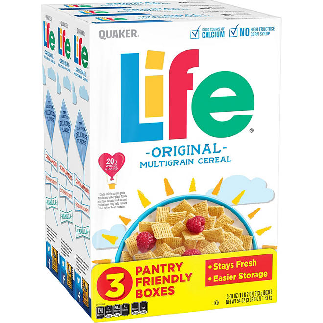 Quaker Life Cereal, Original (18 oz., 3 pk.)