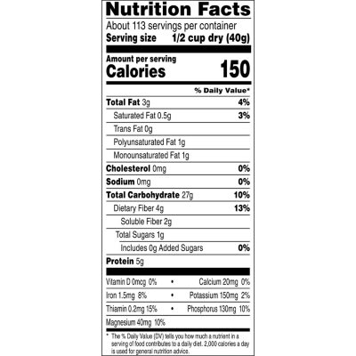 quaker oatmeal nutrition facts