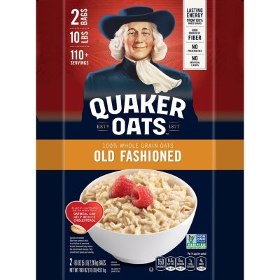 Quaker Old Fashioned Rolled Oats, Non GMO Project Verified, Two 64oz Bags  in Box, 90 Servings, 4 Pound (Pack of 2)