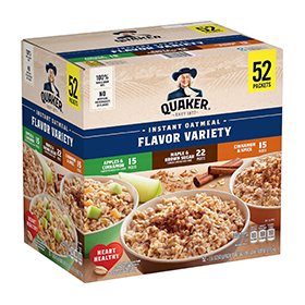 Quaker Instant Oatmeal Variety Pack, 78.8 oz., 52 pk.