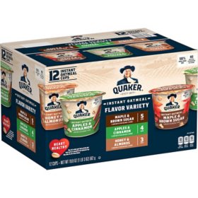 Quaker Instant Oatmeal Express Cups, Variety Pack 19.8 oz., 12 pk.