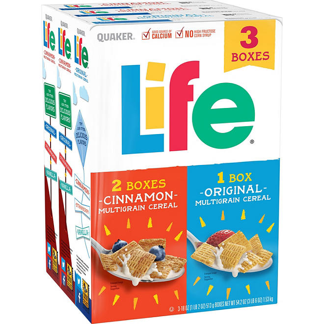 Quaker Life Multigrain Cereal Variety Pack (18 oz., 3 pk.)  