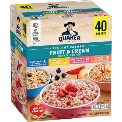 Quaker Instant Oatmeal Fruit & Cream, Variety Pack (42.3 oz., 40 pk.) -  Sam's Club