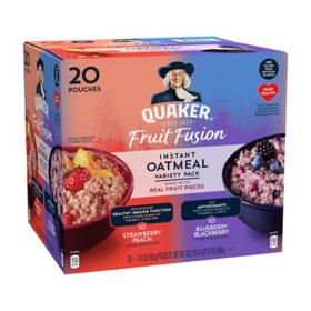 Quaker Fruit Fusion Instant Oatmeal, Variety Pack (28.2 oz., 20 pk.)