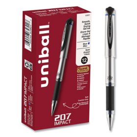 uni-ball 207 Impact Roller Ball Gel Stick Pens, Select Ink Color (Bold) - Dozen