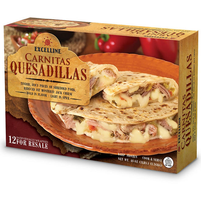 Excelline Carnitas Quesadilla - Shredded Pork & Cheese - 12 ct.