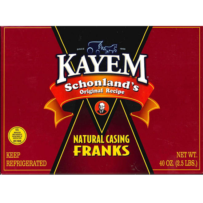 Kayem Natural Casing Franks 2.5 lb.