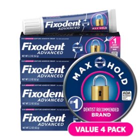 Fixodent Advanced Max Hold Denture Adhesive 2.2 oz., 4 pk.