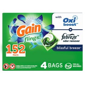 Gain Flings! Liquid Laundry Detergent Pacs, Blissful Breeze Scent (152 ct.)