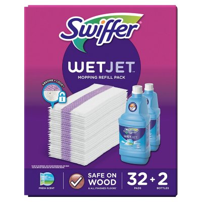 Swiffer Wetjet Mopping Refill Pack (2 bottles of cleaner + 32 refill pads)  - Sam's Club