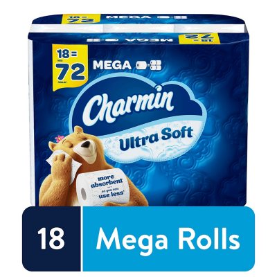 Charmin Ultra Soft Toilet Paper (18 Mega Rolls, 244 sheets per roll) -  Sam's Club