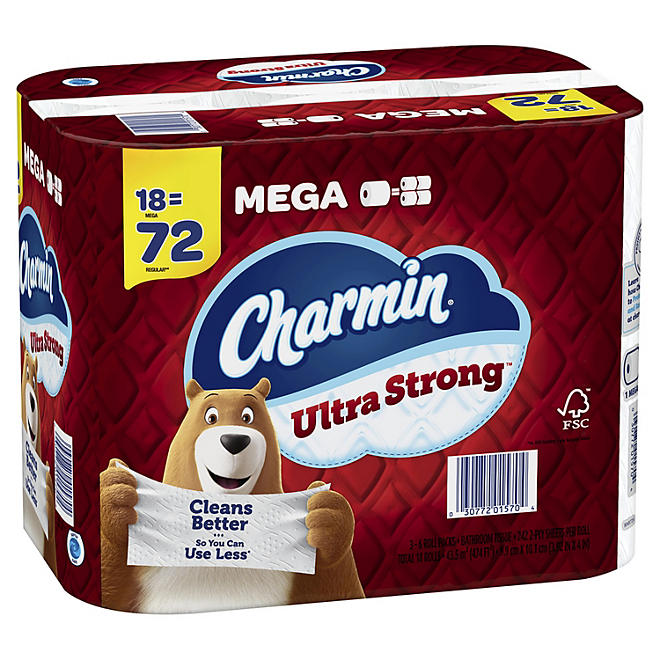Charmin Ultra Strong Toilet Paper 18 mega rolls, 242 sheets
