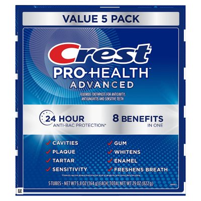 Crest Pro-Health Advanced Whitening + Intensive Clean Toothpaste (5.8 oz.,  5 pk.)