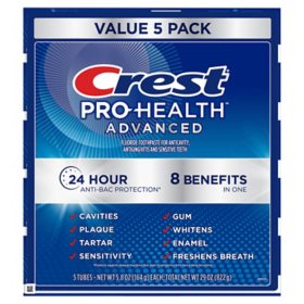 Crest Pro-Health Advanced Whitening + Intensive Clean Toothpaste, 5.8 oz., 5 pk.